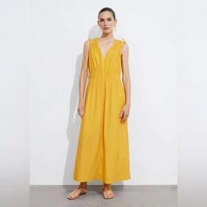 & other stories yellow textured midi dress